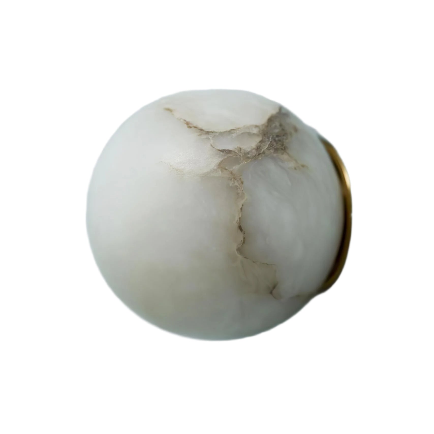 Orby natural alabaster wall lamp showing the unique veining in the carved stone globe