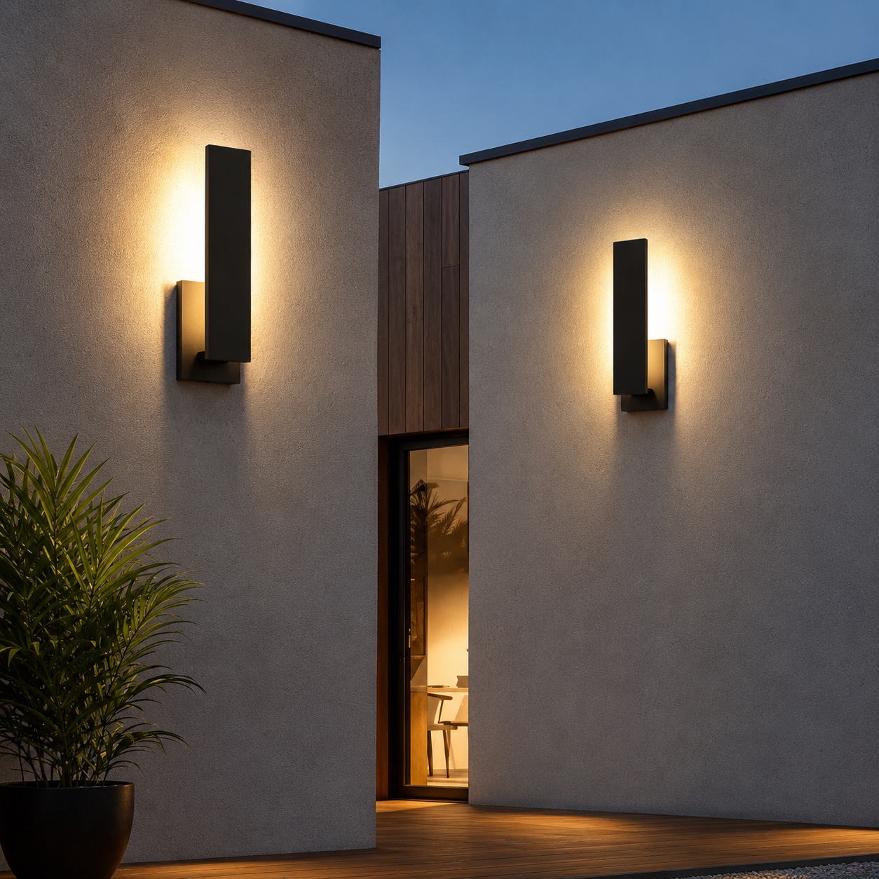 Oren Aluminium LED Outdoor Wall Lamp in the Large size mounted on an exterior wall