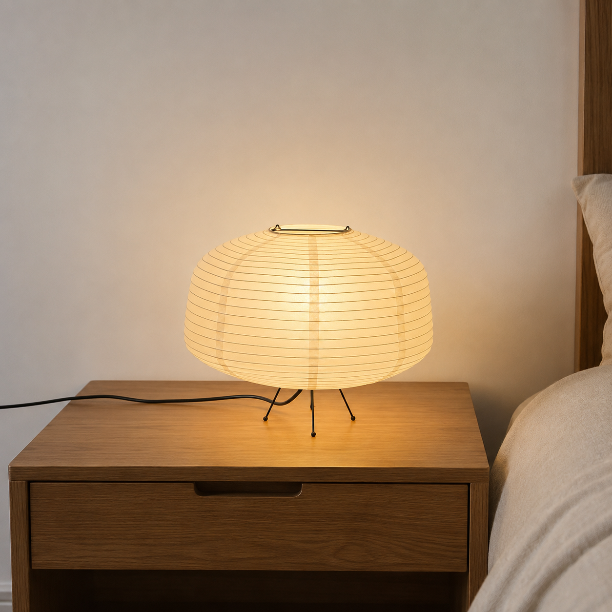 Osaka Rice Paper Table Lamp with soft diffused glow