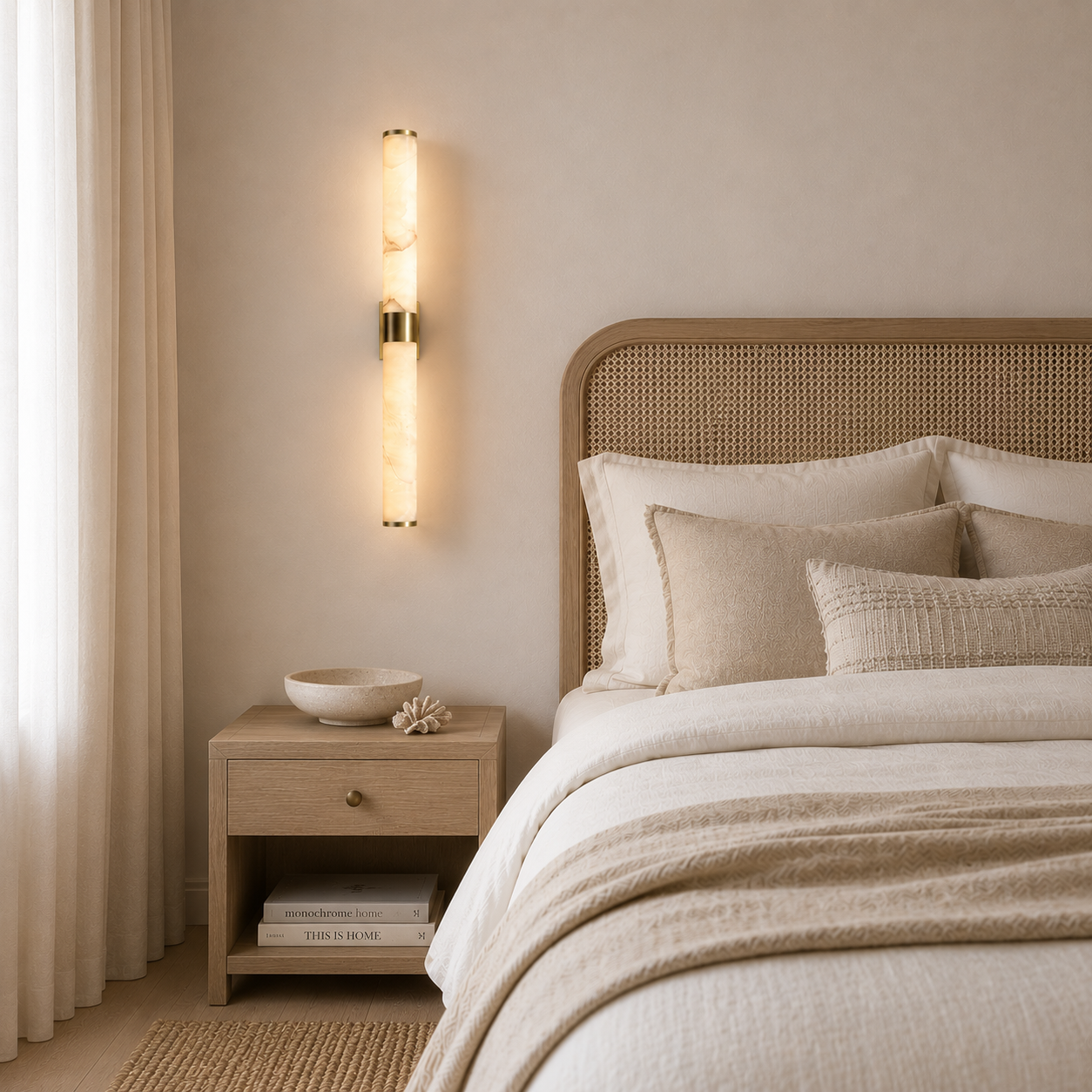 Oxford wall lamp illuminated with warm ambient glow
