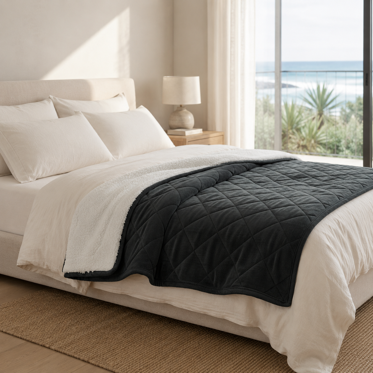 Paula Weighted Therapy Blanket draped over a bed for restful sleep