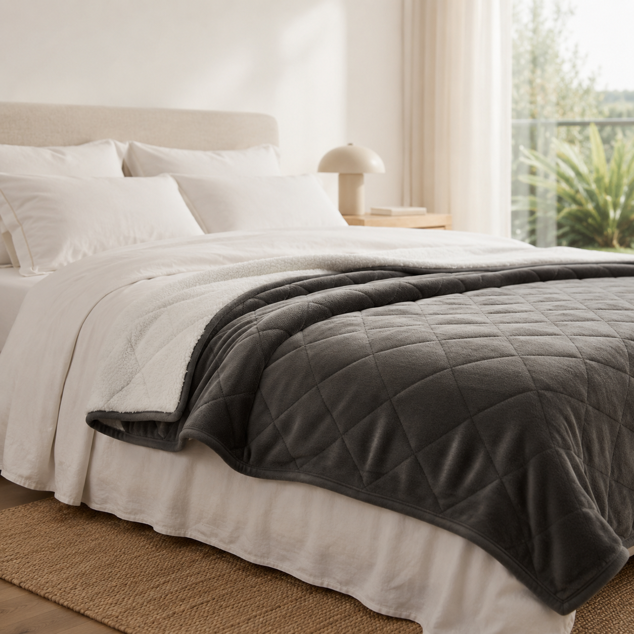 Paula Weighted Therapy Blanket with velvet flannel and Sherpa fleece sides