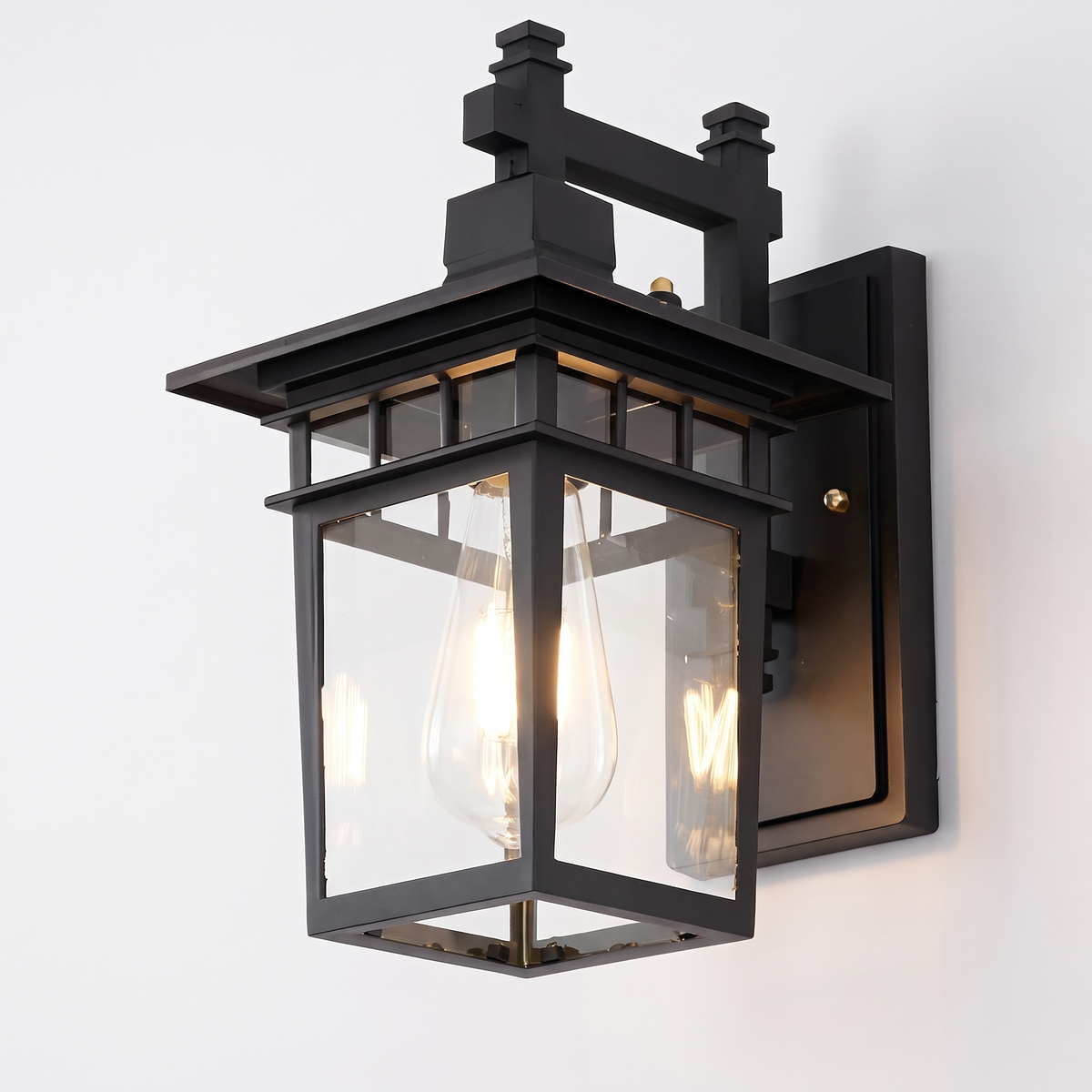 Pica Retro Outdoor Wall Lantern in black on a white background