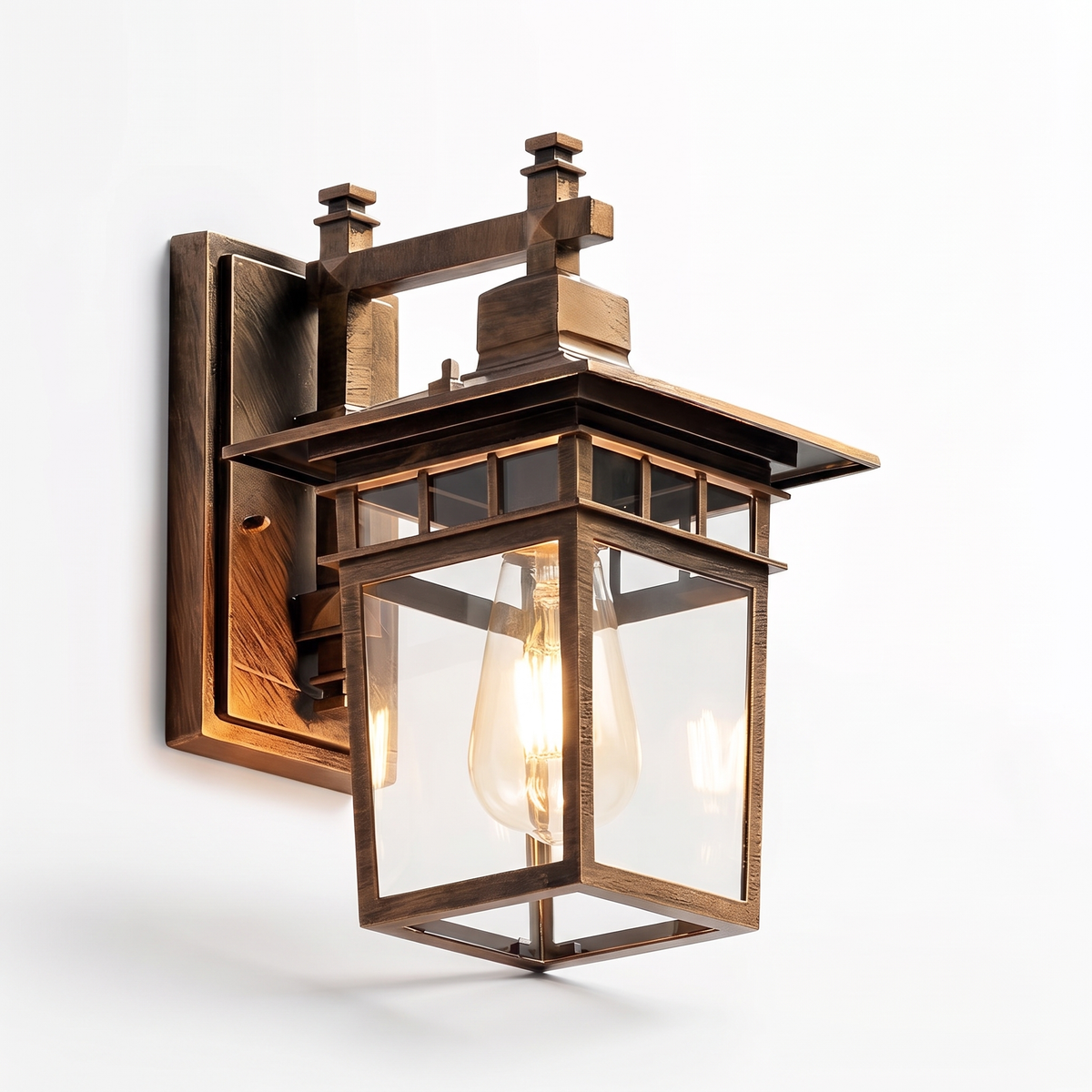 Pica Retro Outdoor Wall Lantern in bronze on a white background