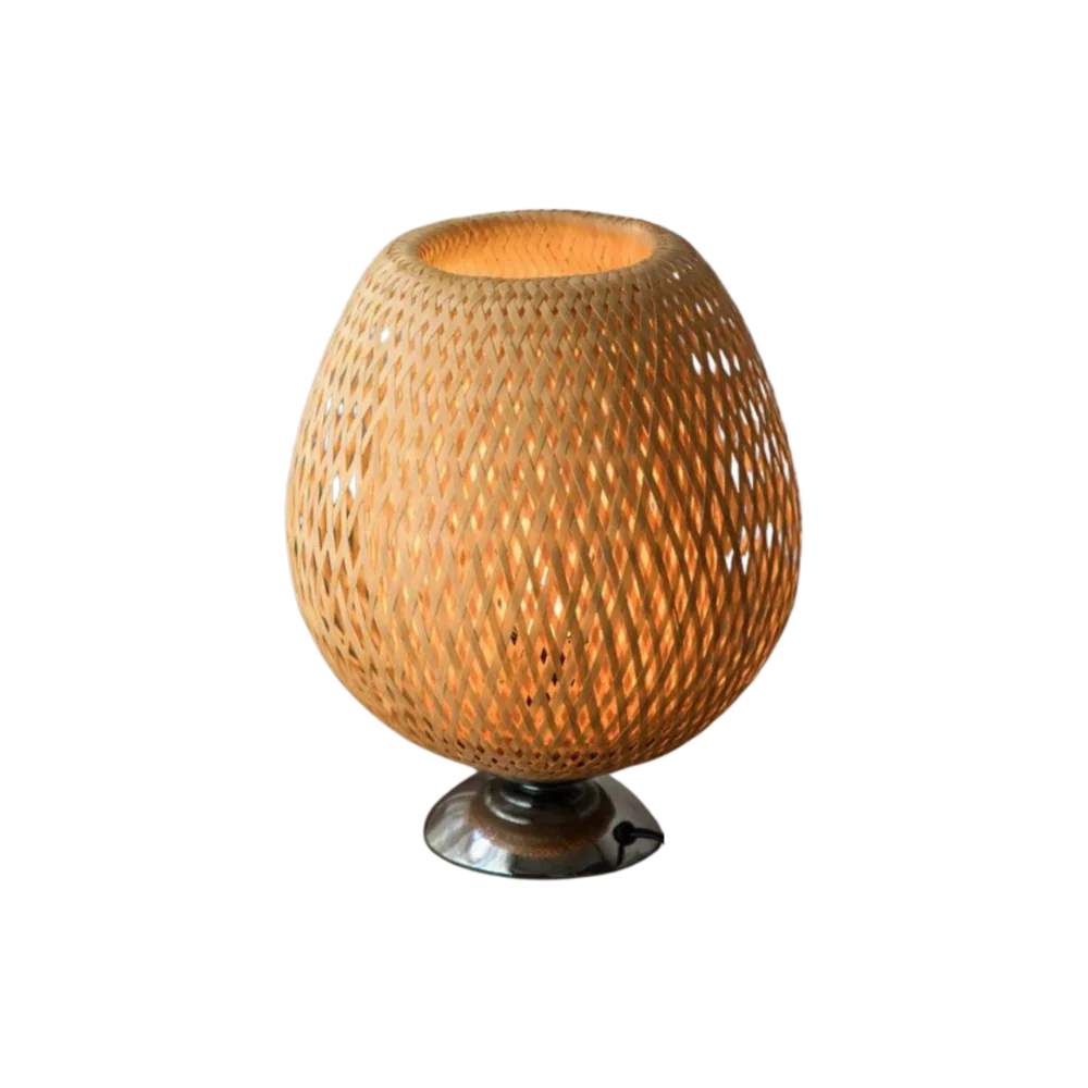 Sabatu bamboo table lamp short size with metal base product view