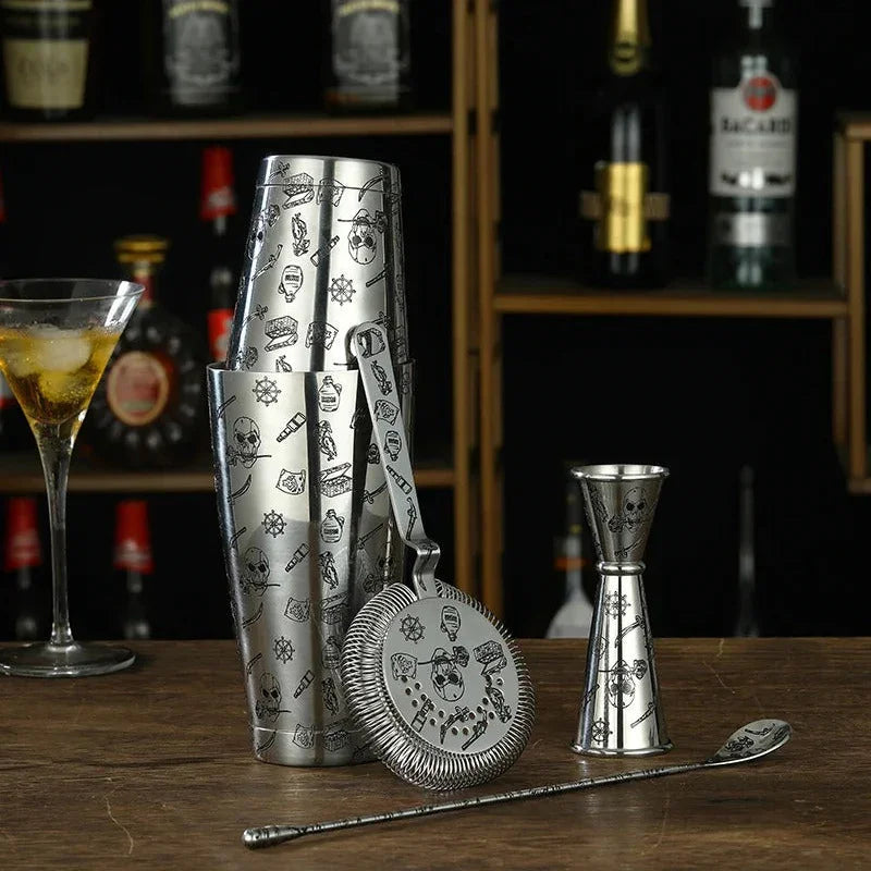Close-up of the Sands shaker's etched stainless steel finish