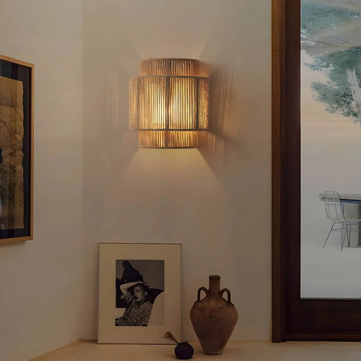 Siberut wall light shown in a bedroom setting
