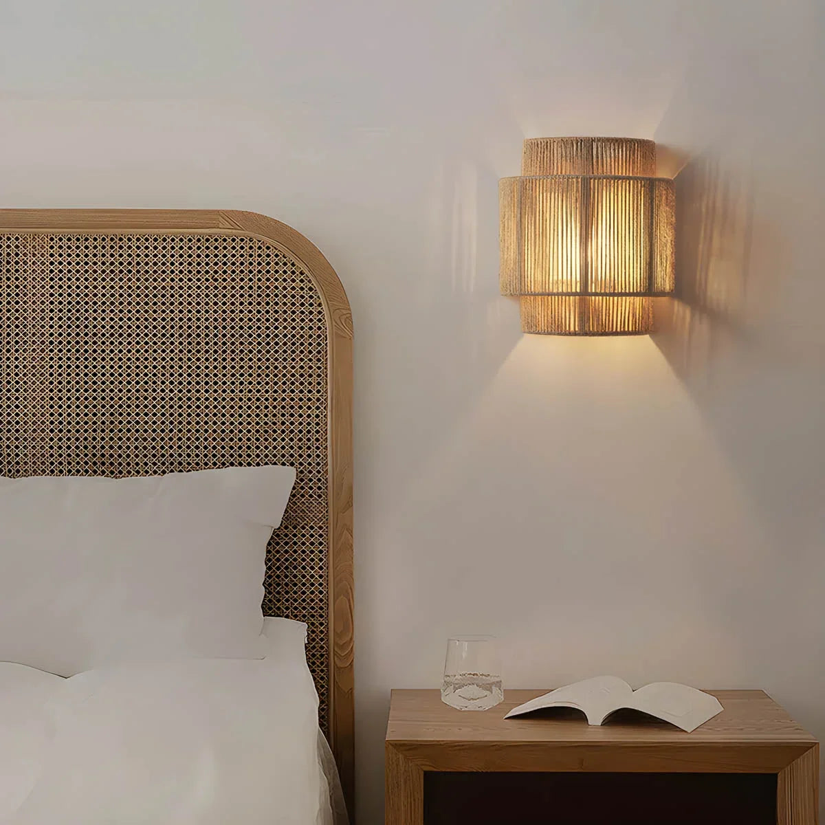 Siberut wall light illuminated with warm LED glow
