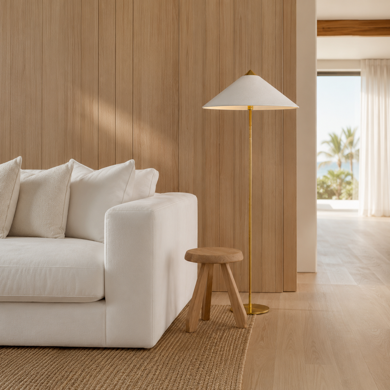 Sienna floor lamp handwoven rattan shade close-up