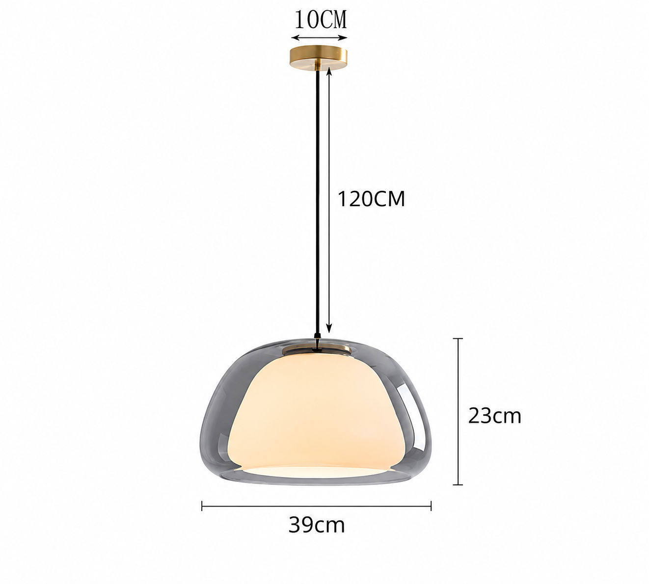 Silvana Modern Glass Dome Pendant Light size comparison