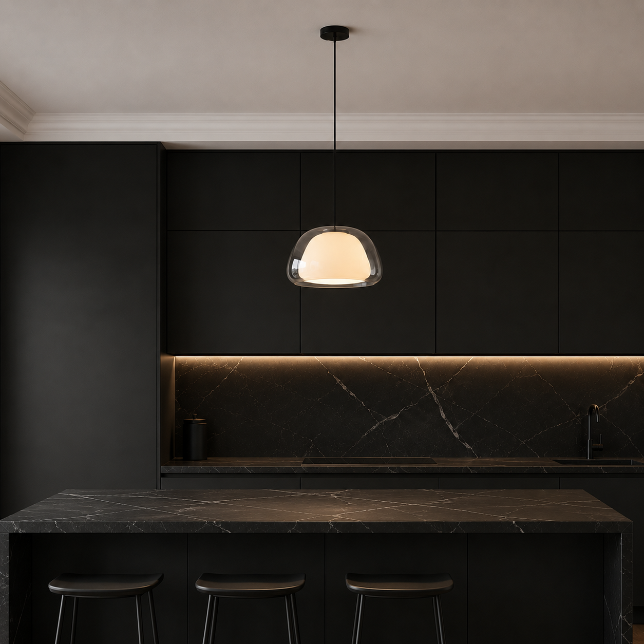 Silvana Modern Glass Dome Pendant Light in smoky gray glass