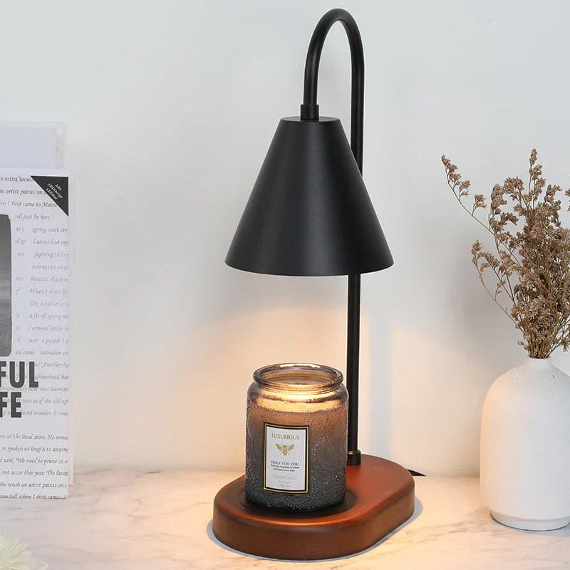 Solara candle warmer lamp with scented candle warming underneath
