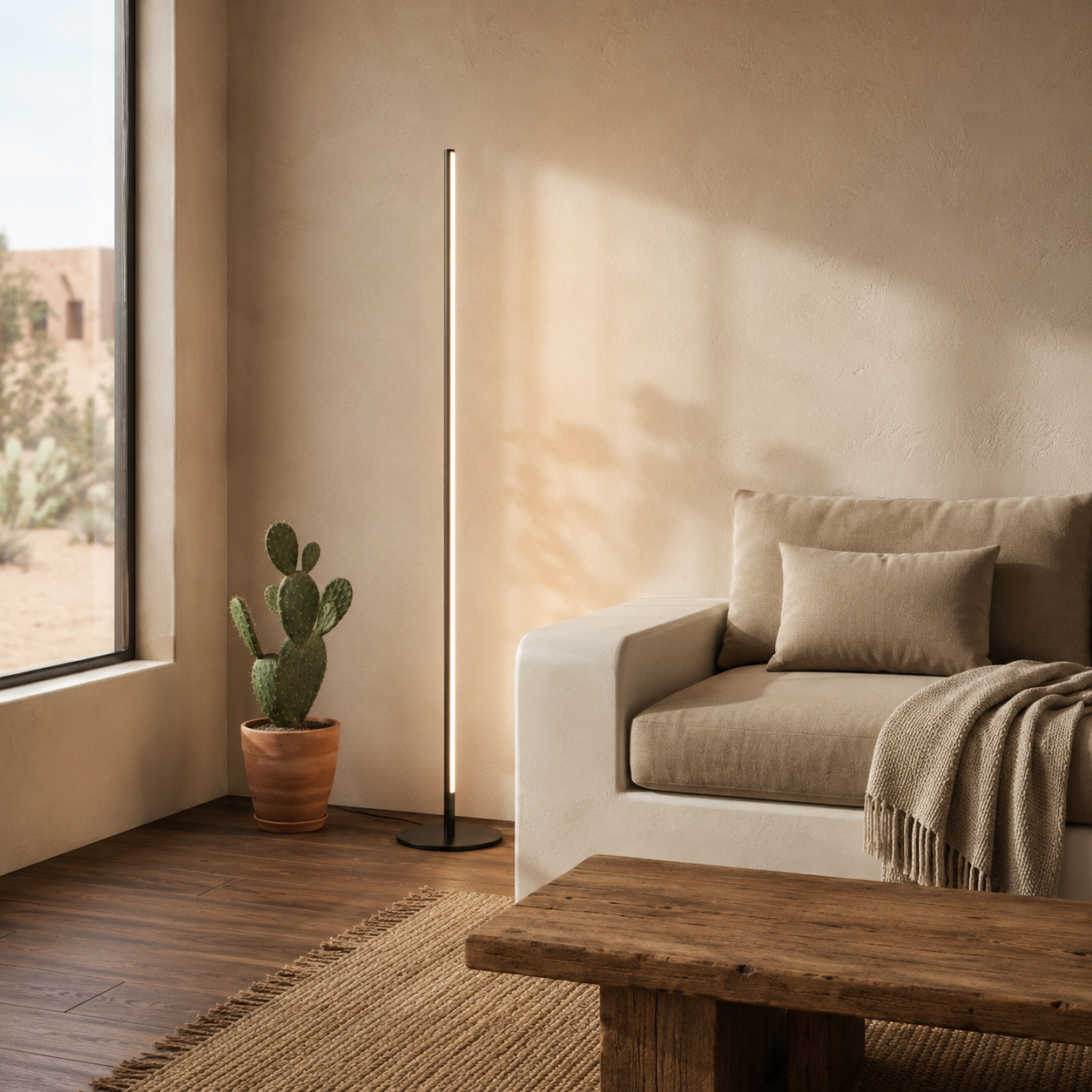 Solviero floor lamp glowing with warm white light