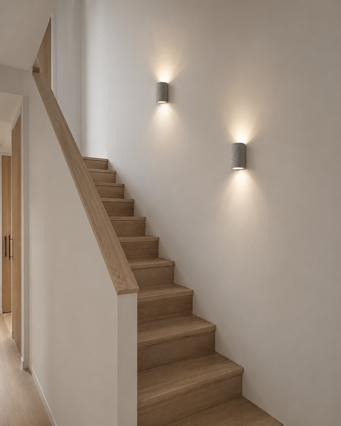 Stork wall light illuminated with warm ambient glow