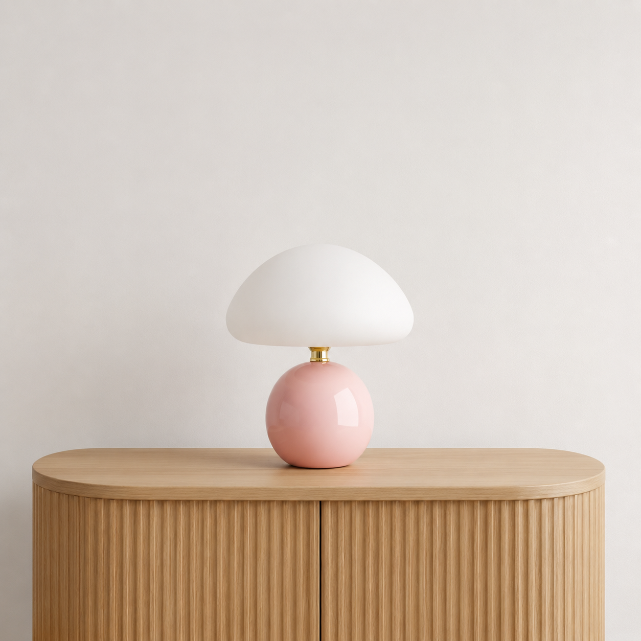 Suffolk Mushroom Table Lamp in white styled on a desk