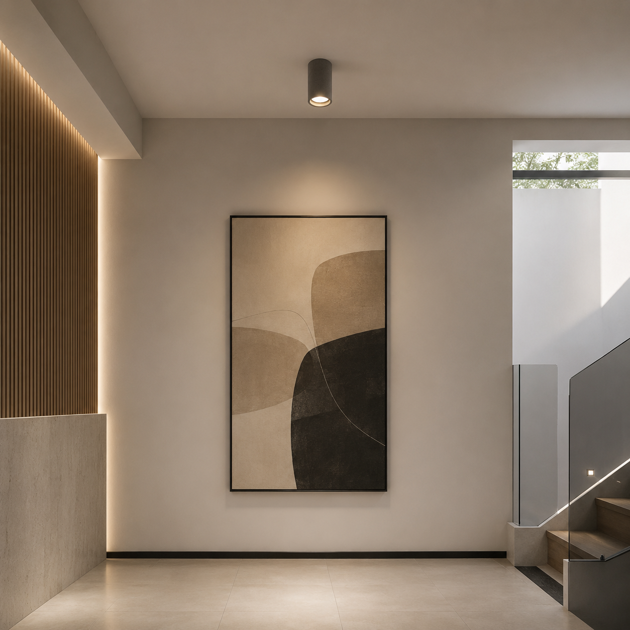Surry cement LED downlight two size options side by side