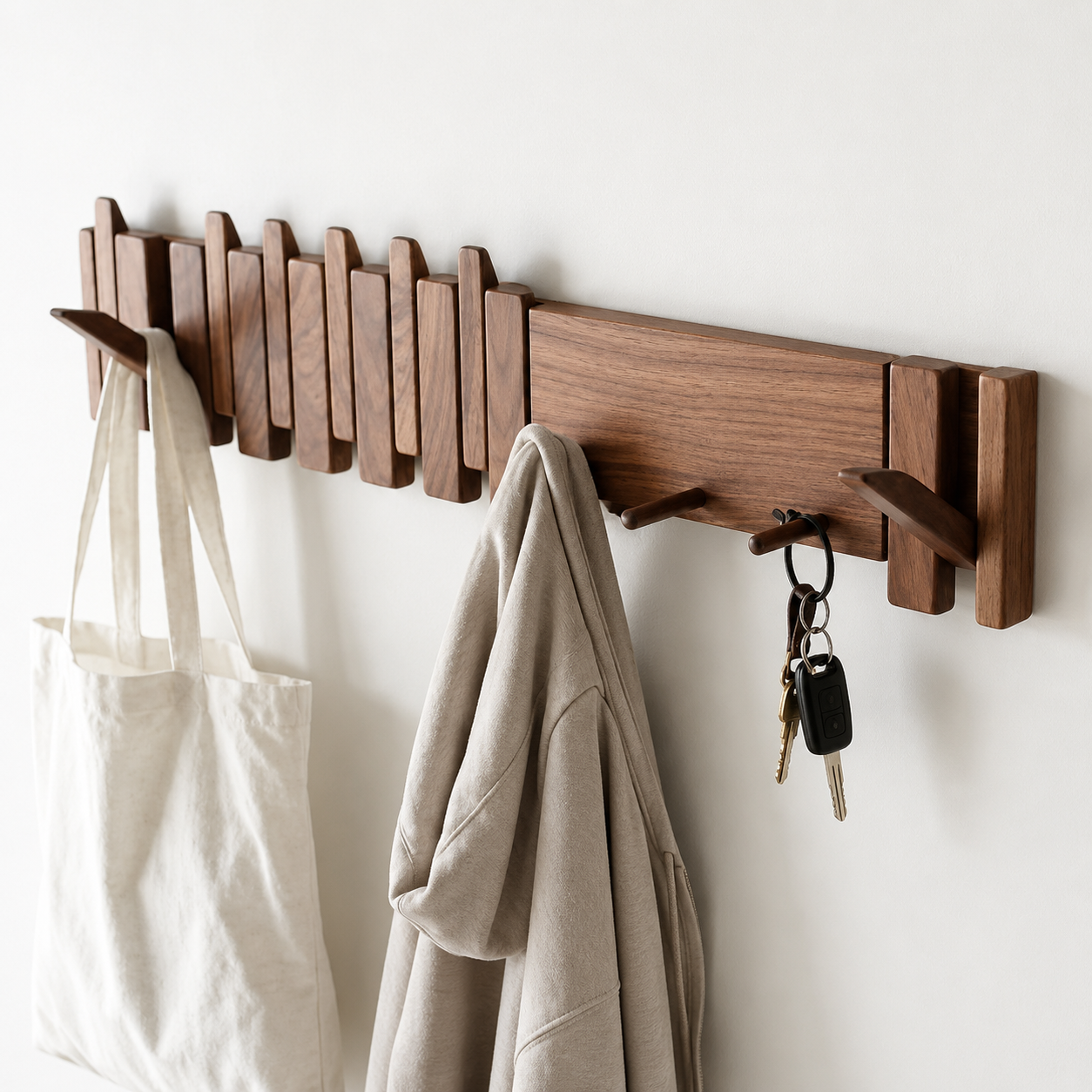 Tal Wooden Coat Rack shown in full product view