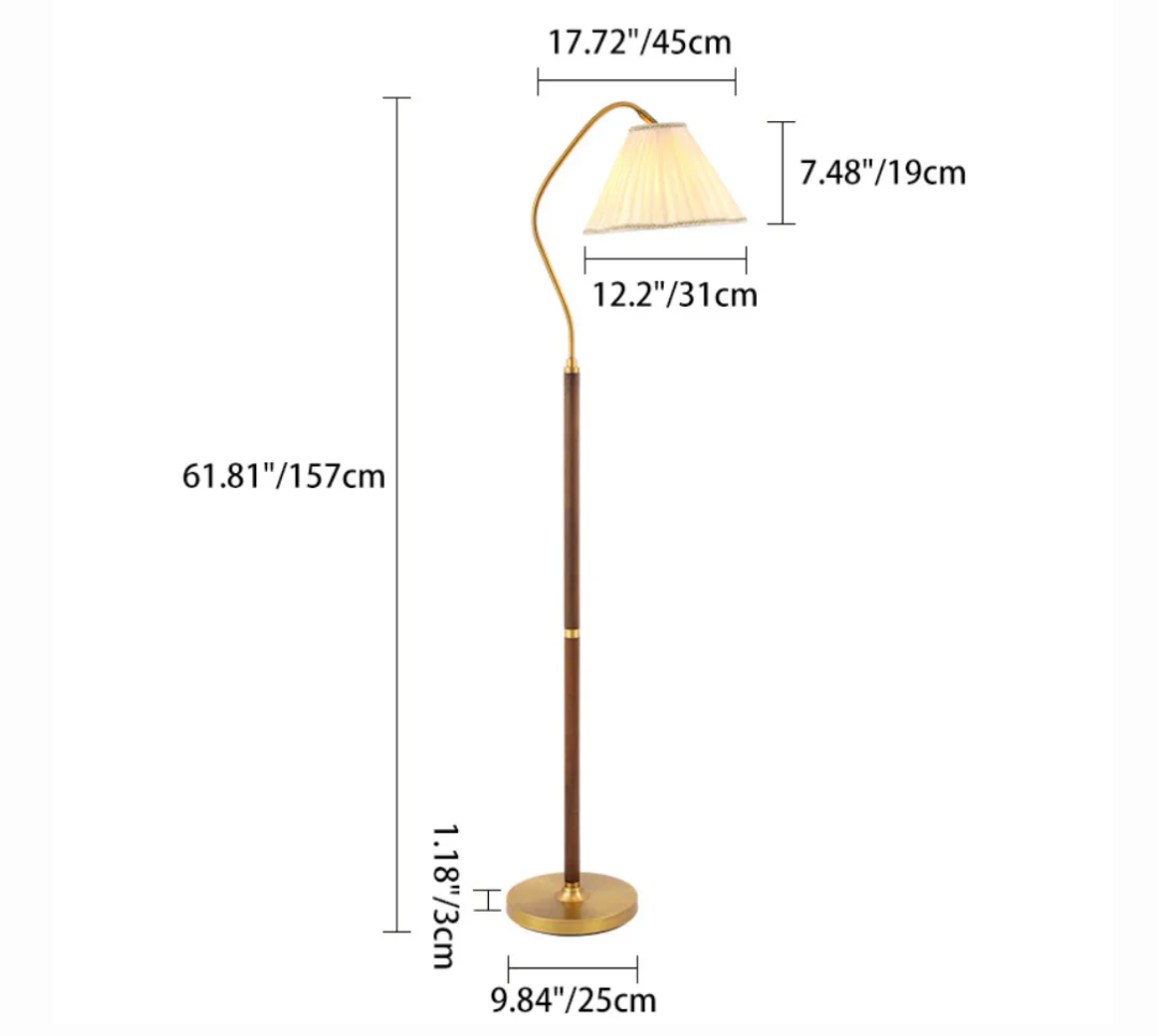 Togi vintage wood floor lamp styled in a living room setting
