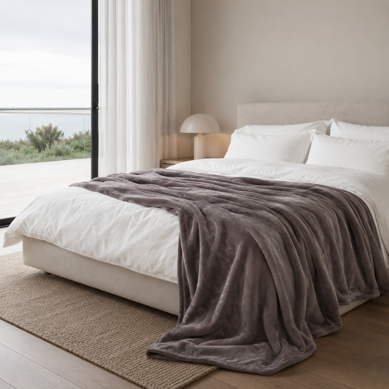 Torren Velvet Flannel Throw Blanket folded, showing its smooth, luxurious finish