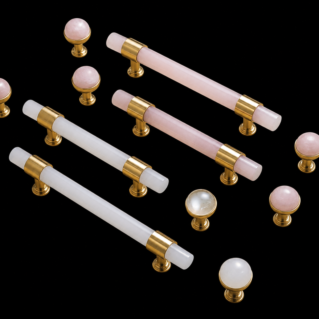 Vaucluse Stone & Brass Cabinet Handle in the T-bar handle style