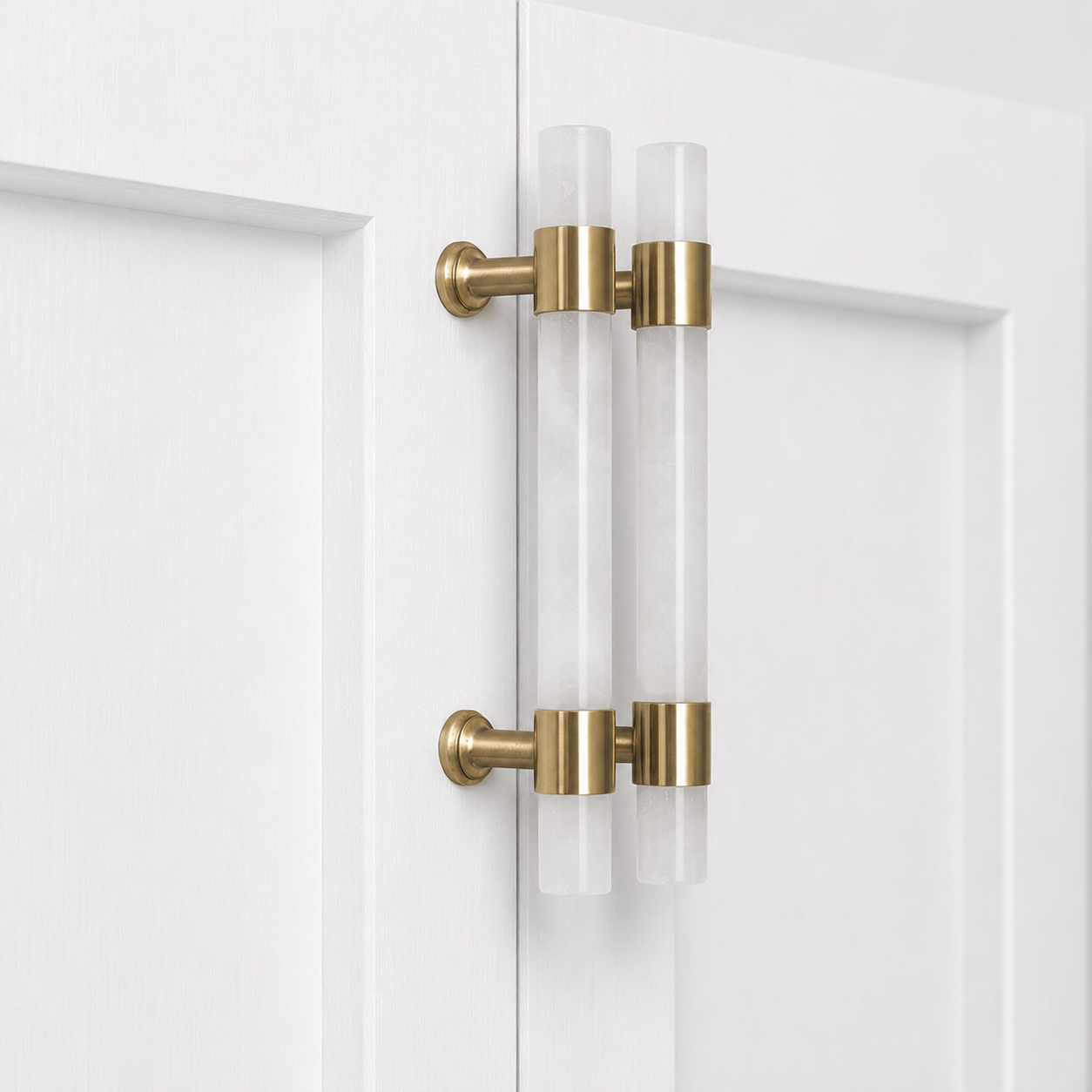 Vaucluse Stone & Brass Cabinet Hardware in the crystal finish option