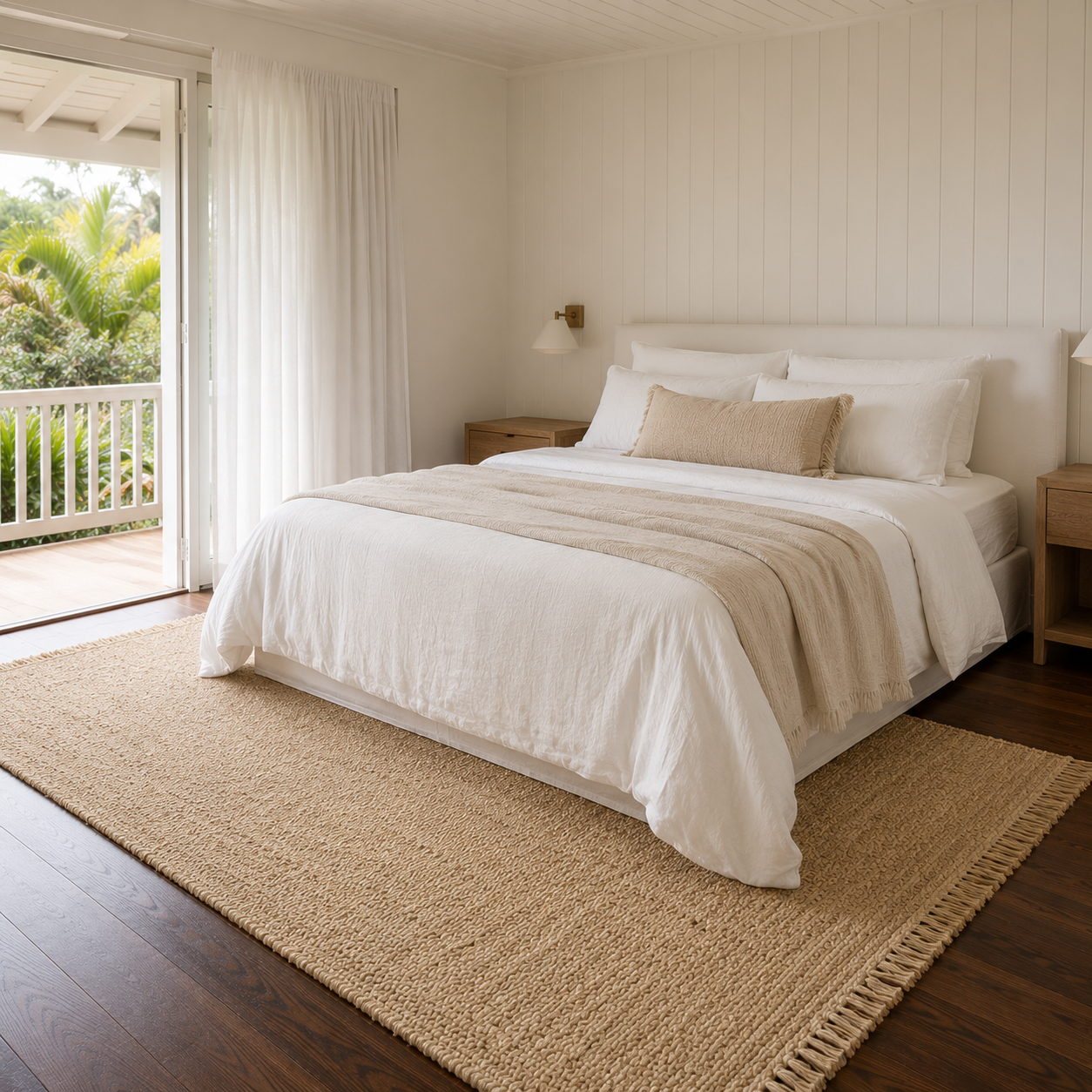Yarrel Bamboo Rug hand-woven from 100% bamboo with tassel detailing