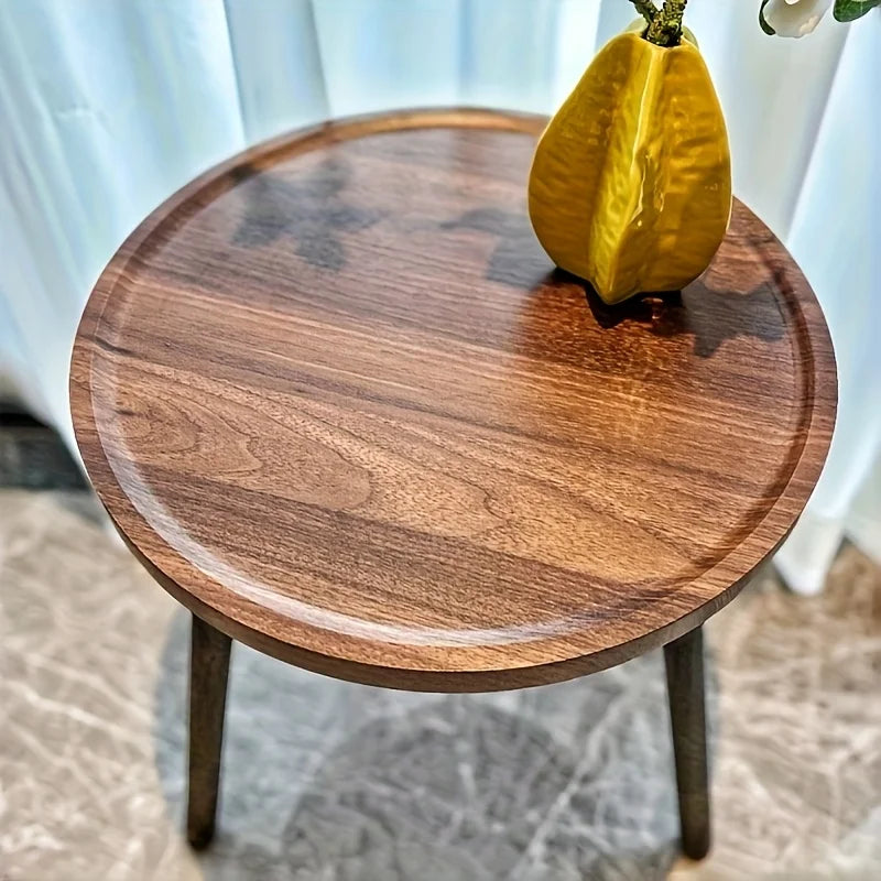Close-up of the round tabletop on the Zeraphia Round Wooden Coffee Table